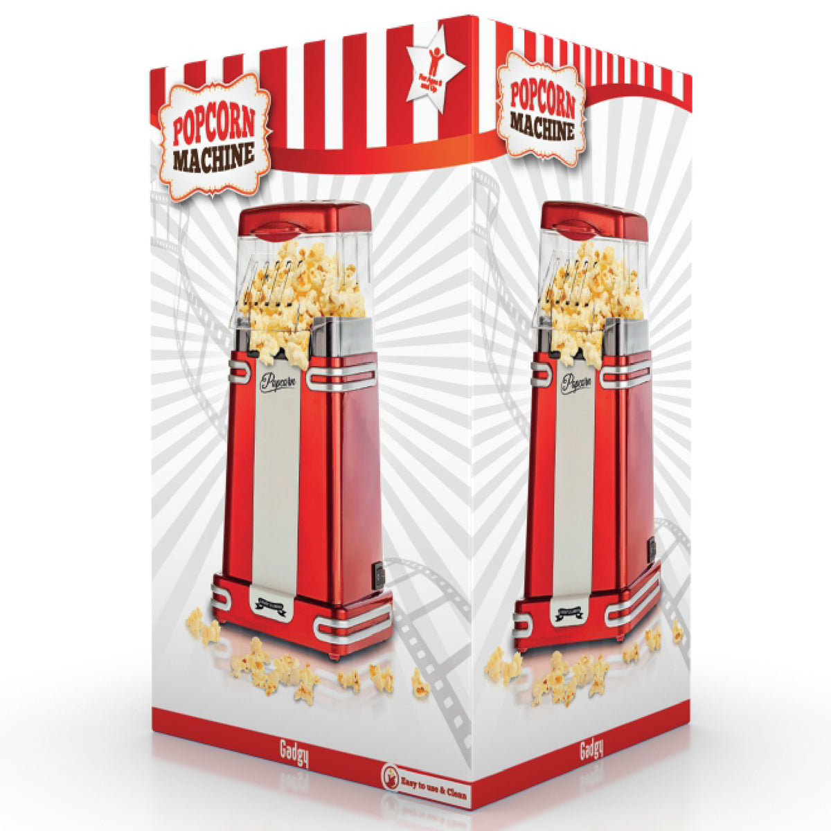 Gadgy Popcornmaschine Retro - Heißluft-Popcorn-Maschine - Popcorn-Maschine - 26,5 x 14 cm.