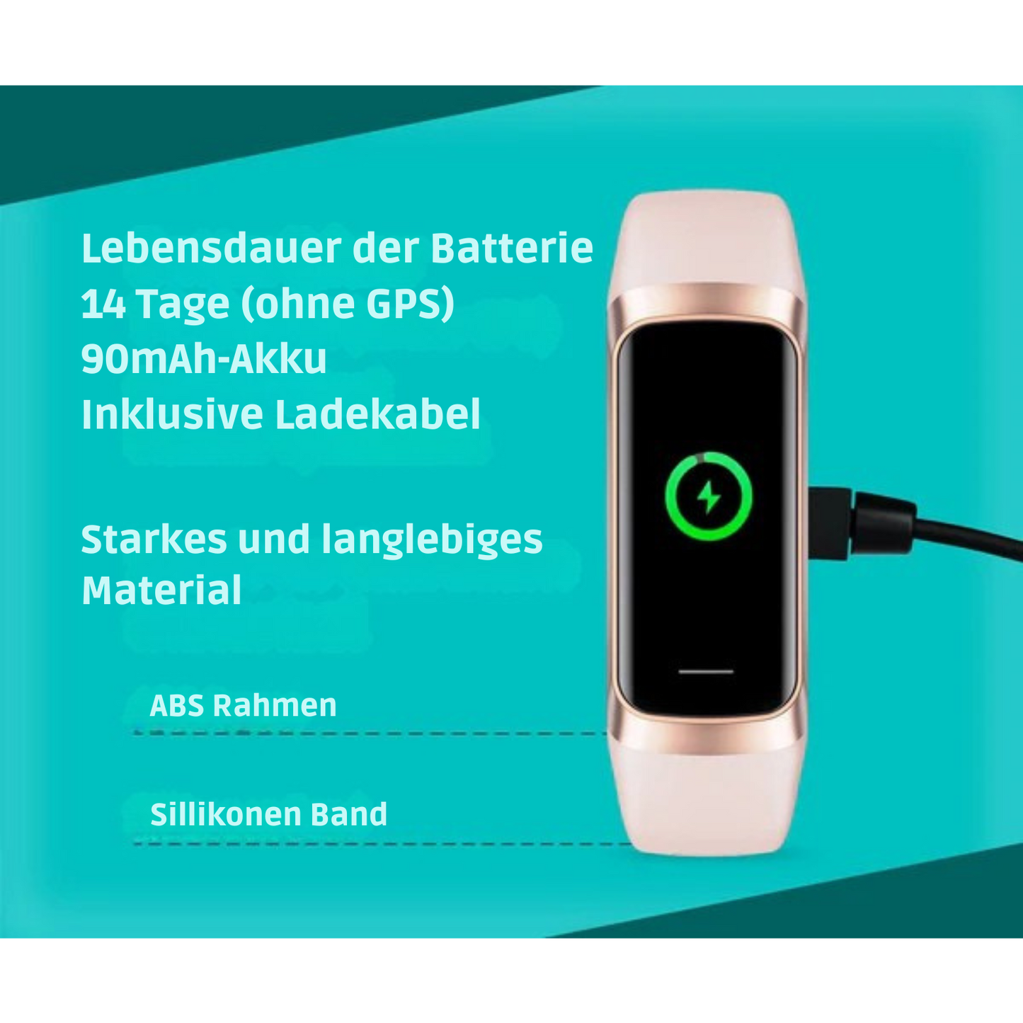 FITAGE - Smartwatch - Aktivitätstracker & Schrittzähler – IP67 wasserdicht – 14 Tage Batterielaufzeit - Pink