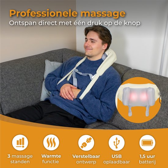 Nuvance - Massagekissen auch für Arm Rücken & Bein Weiß