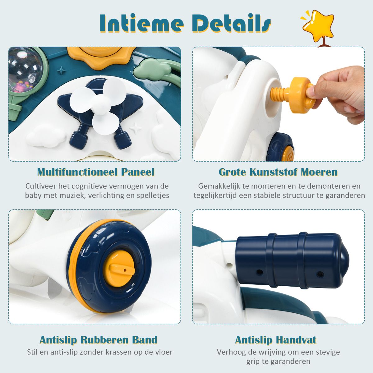 Coast 3-in-1 Kinderwagen mit Musik, Licht und Spielbrett - Dunkelblau - 56 x 46 x 46 cm