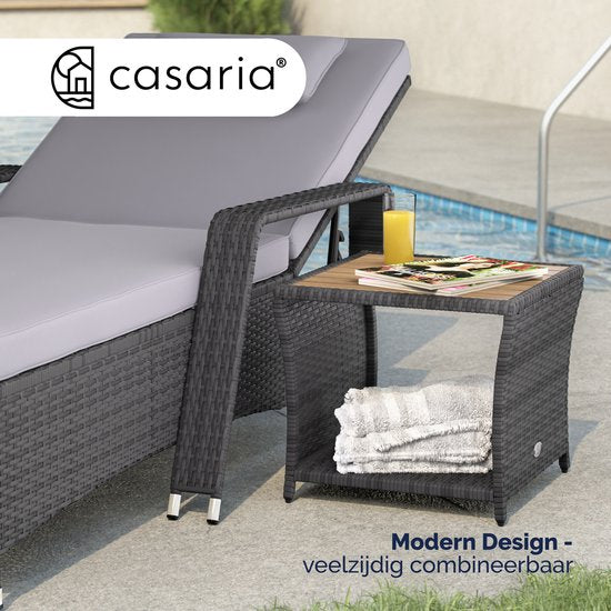 Casaria Beistelltisch - Polyrattan Quadratisch 45x45x40cm - Grau