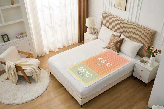 STAUS&BACH Wärmeunterbett mit Fußwärme 190x90 cm - Einzeln - 6 Heizstufen - Separate Fußzone - Anti-Allergie - Antibakteriell - Wärmedecke - Extra schnelle Wärme - Waschbar - Vlies - DualZone - Weiß