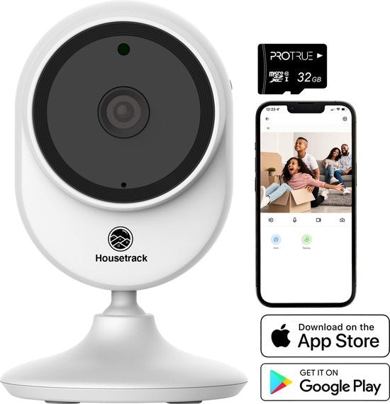 Housetrack Überwachungskamera 1080P - IP Sicherheitskamera mit App - Wifi Sicherheitskamera - Smart Home - Kamera Sicherheit im Innenbereich