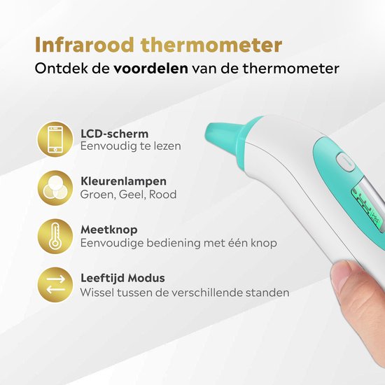 MostEssential Premium Fieberthermometer - Ohrthermometer - Infrarotthermometer - Stirnthermometer - Körperthermometer - Fieberthermometer für Erwachsene, Kinder und Babys - berührungslos - 20M