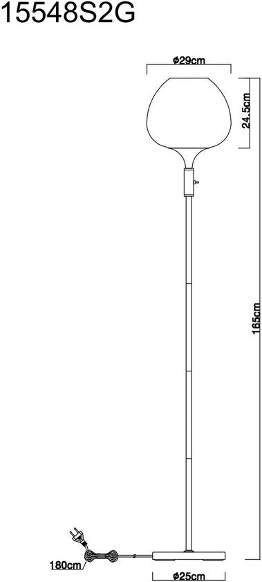 Stehleuchte RIHA Glas 155.0cm Matt Schwarz | Rauch G9 6-flammig