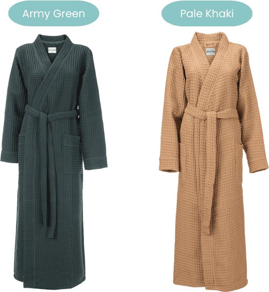 Heckettlane Bademantel Waffel - Bademantel für Damen und Herren - L - Morgenmantel aus Baumwolle - Geeignet für Sauna - Weiß