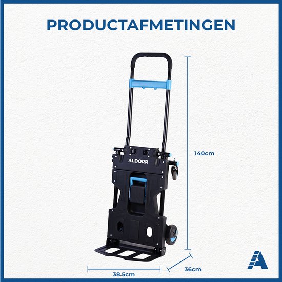 ALDORR 2-in-1 klappbarer Sackkarren und Transportwagen – Tragkraft des Transportwagens max. 150 kg und des Sackkarren max. 75 kg - Zusammenklappbarer Transportwagen – Zusammenklappbarer Möbelroller – Handwagen – Lagerwagen – Möbelroller