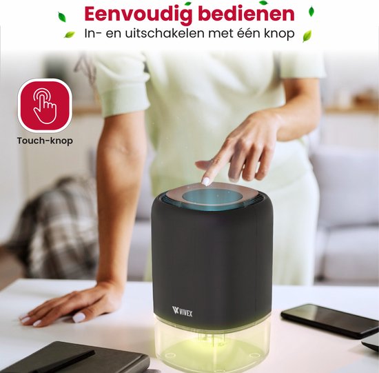 Vivex® Luftentfeuchter AirDry Pro - Entfeuchtet 600 ml pro Tag - Extrem leise - RGB LED - Luftreiniger geeignet für Haus, Schlafzimmer & Büro