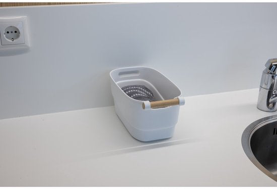 Alpina Aufbewahrungskorb – 27 x 14,5 x 12 cm – Kunststoff – Holzgriff
