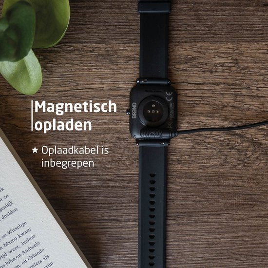 BREND Smartwatch für Frauen und Männer - Schrittzähler, Blutdruckmesser und Herzfrequenzmesser - Sportuhr - wasserdicht - schwarz