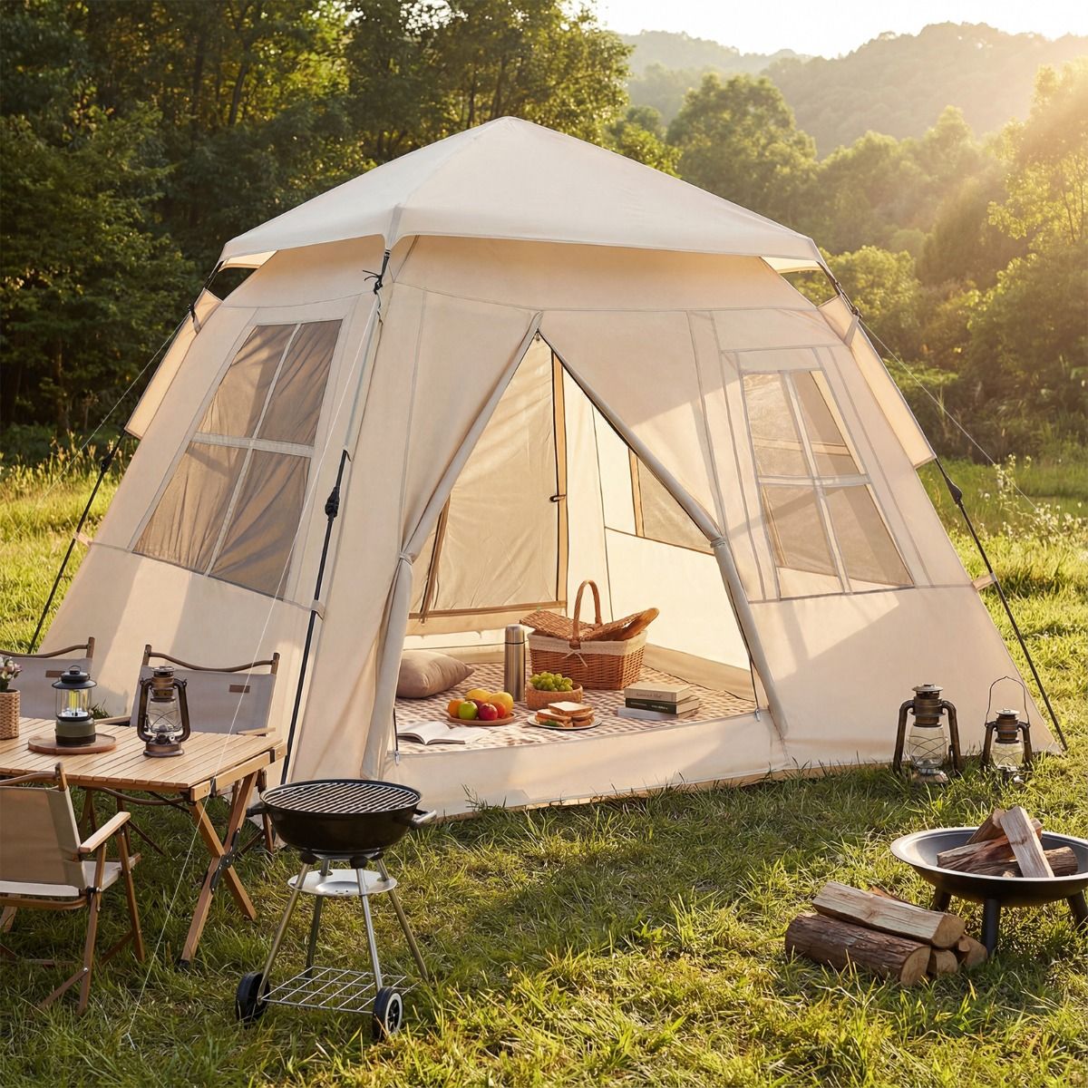 Coast Pop-up-Familienzelt – schnell aufgebaut – 4 Personen – beige