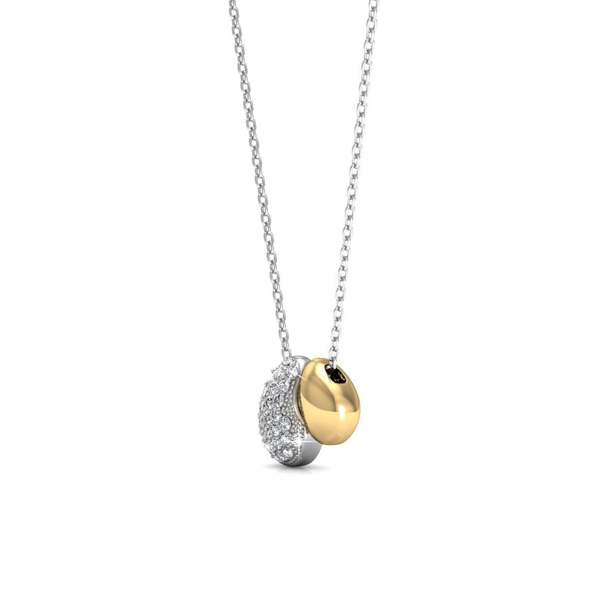 Yolora Damenhalskette mit Anhänger - Kalpa Camaka Kristalle - Silber und Gold - 18K Weißgold und Gelbgold plattiert - Damenhalskette Silber/Gold - Geschenkbox