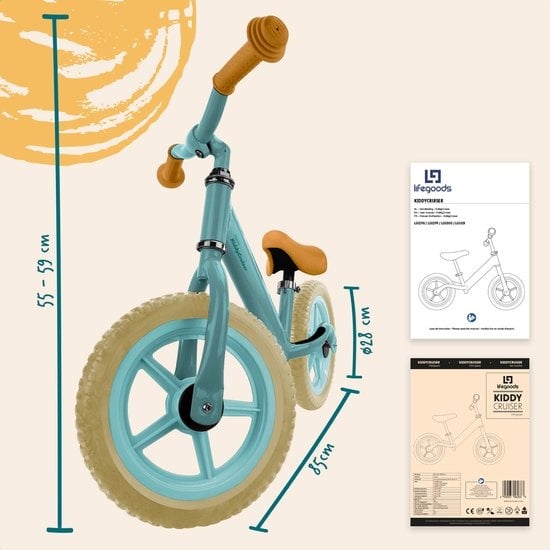 LifeGoods KiddyCruiser Balance Bike - 2 Jahre - Jungen und Mädchen - Mintgrün