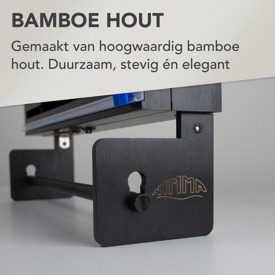 Nimma Rollenhalter - Küchenrollenhalter und Folienhalter in 1 - Inkl. Aufhängesystem und Folienschneider - Geeignet für 3 Folienrollen - Bambus - Schwarz