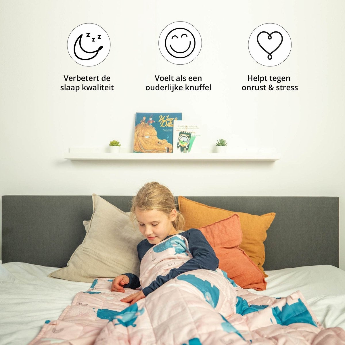 Ella - Gewichtsdecke - für Kinder - Nilpferd Muster - 3.2kg - 100 x 150cm - OEKO-TEX Baumwolle - Rosa