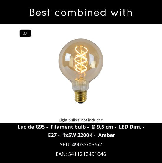 Lucide WOLFRAM - Deckenleuchte - Ø 65 cm - 3xE27 - Matt Gold / Messing