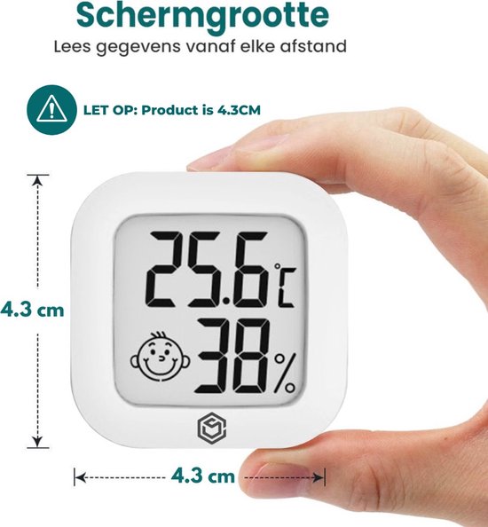 Ease Electronicz Hygrometer - Wetterstation - Luftfeuchtigkeitsmesser - Thermometer für Innenräume - inkl. Batterie und Klebestreifen