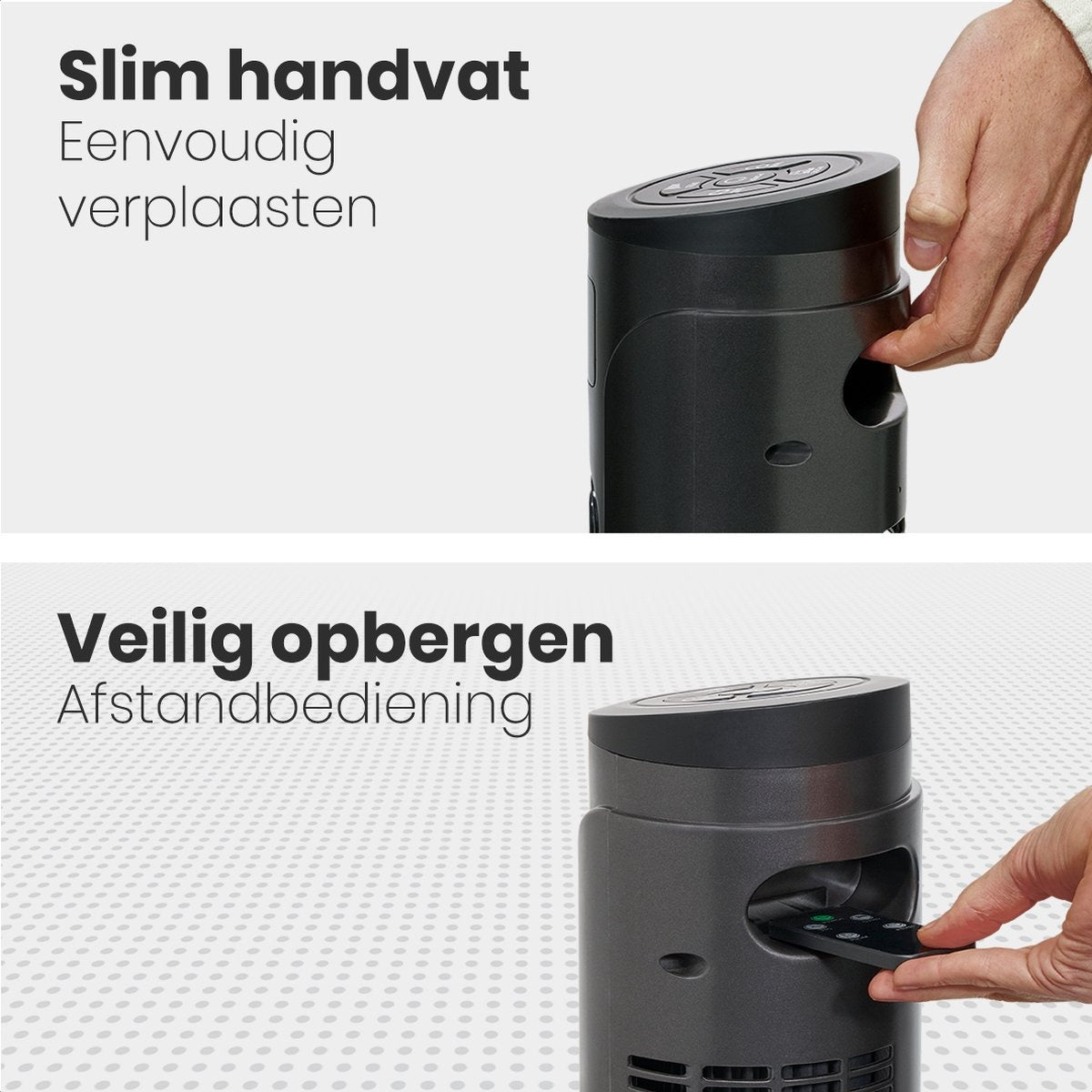 Auronic Tower Fan - Standventilator mit Fernbedienung - Timer - 55W - 45dB - 118cm - Dunkelgrau