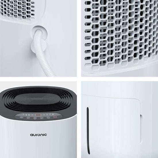 Auronic - Luftentfeuchter - 16 l Fassungsvermögen - Digitaler Luftfeuchtigkeitsmesser - Mit Nachtmodus & Timer - 2 l Wassertank - Kunststoff - Weiß