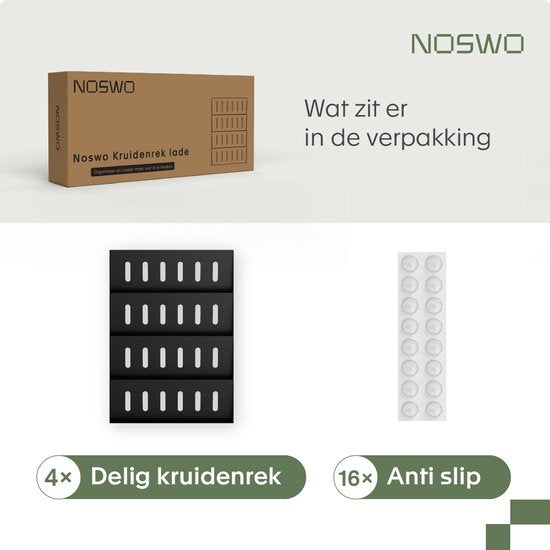 Noswo Gewürzregal Schublade - 4 Schichten - für 28 Gewürzdosen - Edelstahl - Gewürzorganisation - Küchenschubladenorganisation