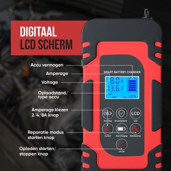 Strex Batterieladegerät 12/24V - 4/6/8A, Erhaltungsladegerät & Reparaturmodus - für Auto, Motorrad, Roller, Boot & Wohnmobil