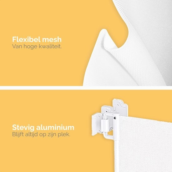 Goliving Sicherheitstor - bis 150 cm - Kindertor - Stabiles Netz - Für Babys und Hunde - Langlebiges Material
