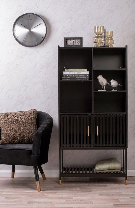 Leitmotiv Schrank Marve – Schwarz – 40 x 75 x 150 cm – Modern, skandinavisch