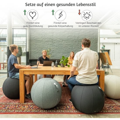 Backerz - Sitzball für Büro und Zuhause 75 CM - Luxus-Yogaball - Ergonomischer Bürostuhlball - Leinen Anthrazit