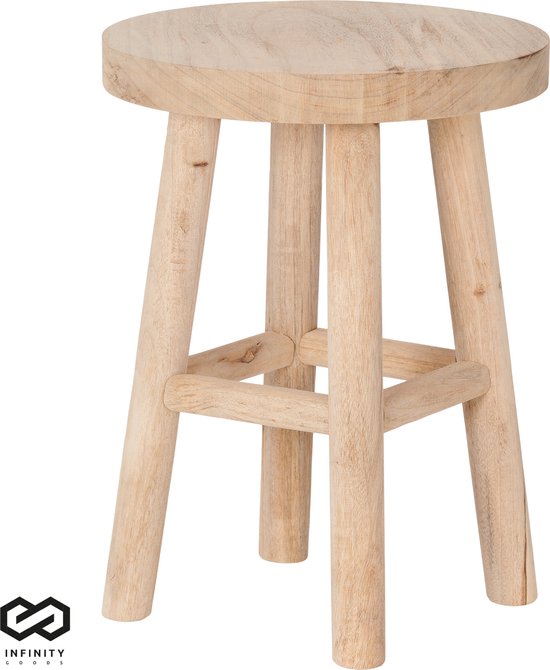 Infinity Goods Hocker Holz - Teak - Beistelltisch - Fußbank - Pflanzentisch - Stufe - bis 150 kg - Braun