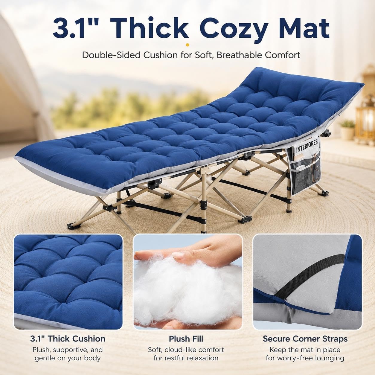 Yaheetech Klappbares Campingbett mit Matratze – 190 x 68 cm – Schwarz – Feldbett mit Tragetasche und Staufächern