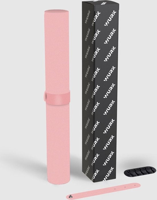 WURK Professionelle Schreibtischunterlage Kunstleder - Schreibtisch-Organizer - Inklusive Kabelclip - Rosa - 120x60