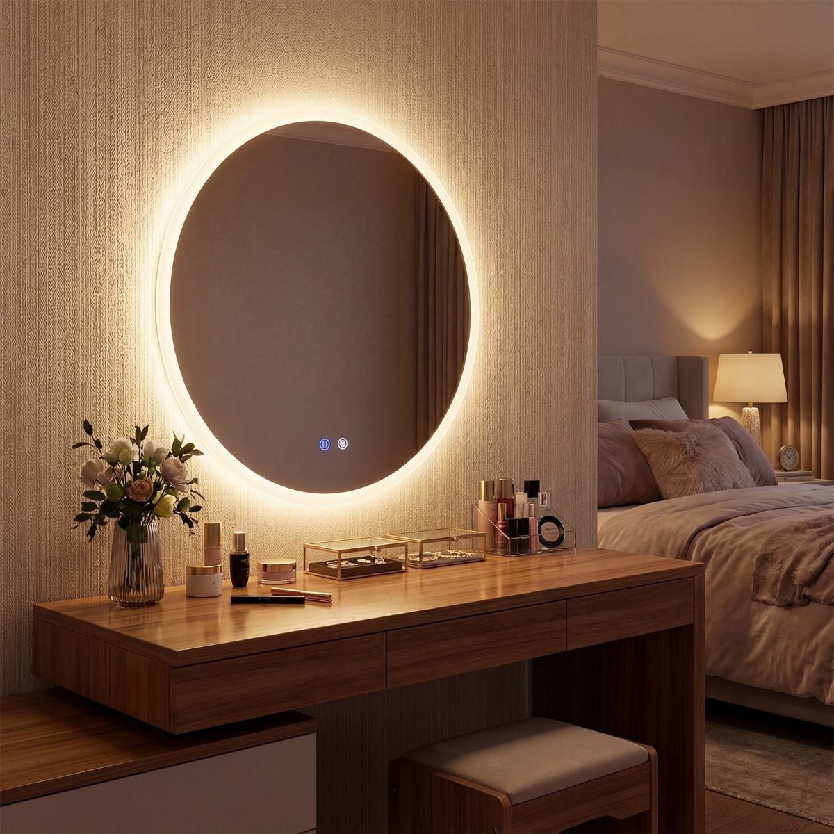 Coast Ronde LED-Badezimmerspiegel – Kosmetikspiegel mit Hintergrundbeleuchtung – 3 Lichtfarben – 60 cm – Silber
