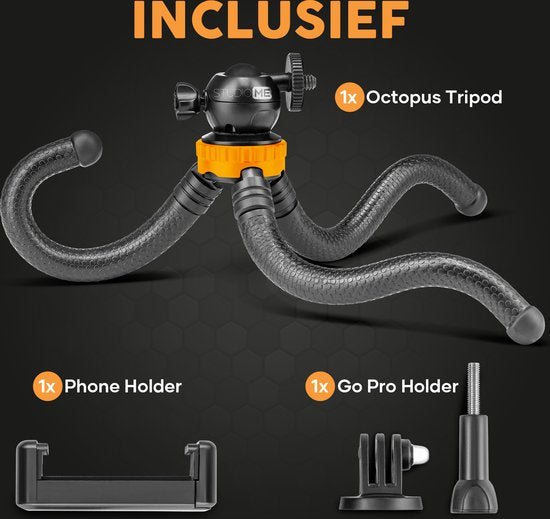 Studio ME Telefonstativ - 25 cm - Stativ Smartphone - Flexibel - Kamerastativ - Gorillapod - Inkl. Bluetooth-Fernbedienung - Schwarz
