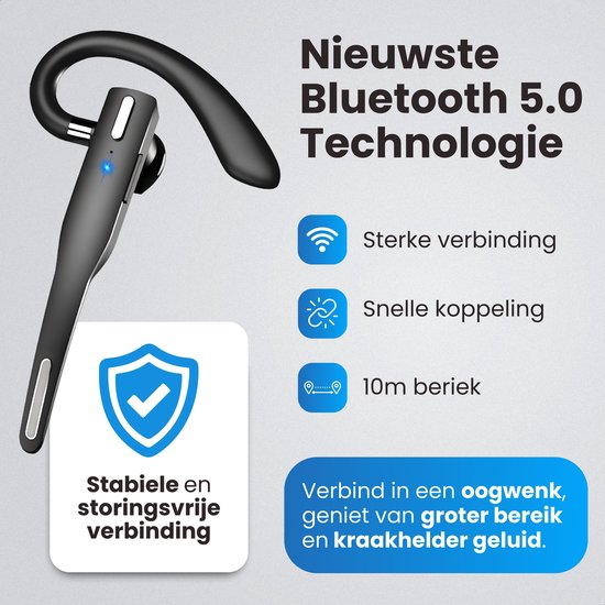 Otiume Wireless Headset mit Mikrofon - Geräuschunterdrückung - Freisprecheinrichtung - Funktioniert als Bluetooth Headset für jedes Gerät
