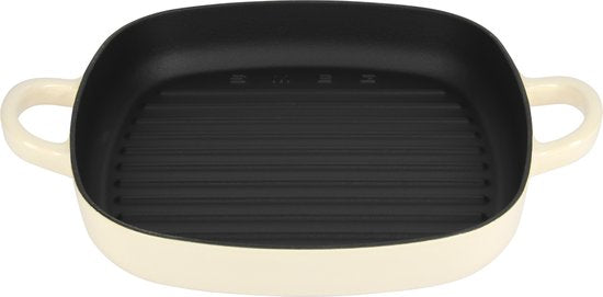 Smeg – Grillpfanne aus Gusseisen – Creme – 26 x 26 cm – Für Induktionsherde geeignet