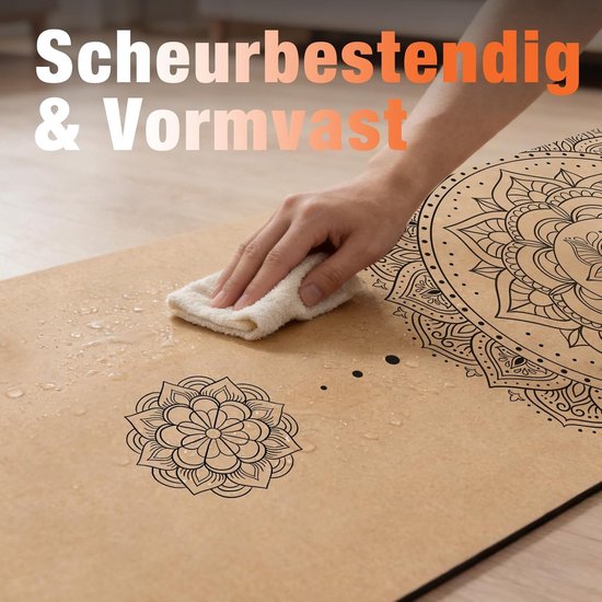 DH FitLife Yogamatte aus Kork – Mandala Harmony – 183 x 61 cm – 6 mm – Mit Tragegurt