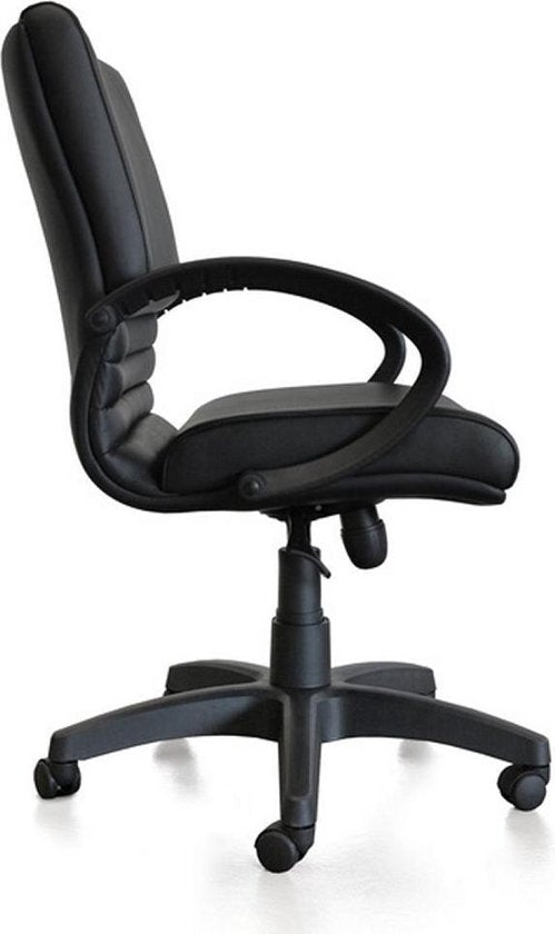 Kangaro Bürostuhl - LEANNA - schwarzes Leder - max 120 kg Belastbarkeit - K-850550