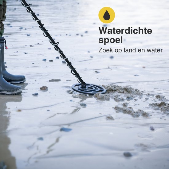 EarthVision Metalldetektor TerraWave - Für Kinder und Erwachsene - Höhenverstellbar - Wasserdicht - Leicht - Inkl. Batterien und Schaufel
