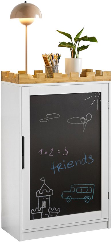 SoBuy KMB43-W Kindertruhe - Weißes Aufbewahrungsregal mit Tafel & Spielzeugkiste