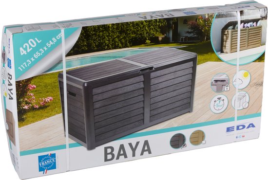 Lifetime Garden - Gartenkissenbox 420L – Aufbewahrungsbox mit Deckel 117,3 x 65,3 x 54,8 cm – Gartenbox mit Schlossoption – Für Garten und Garage – Kissenbox für den Außenbereich – Schwarz
