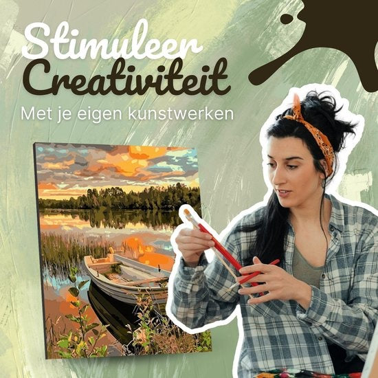 Rubye® Malen nach Zahlen Erwachsene - Boot auf dem See - 40x50cm