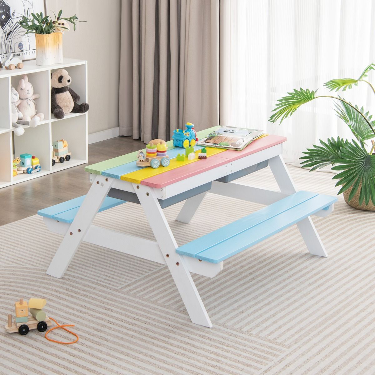 Coast 3-in-1-Picknicktisch-Set für Kinder – mit Sonnenschirm und Bänken – mehrfarbig