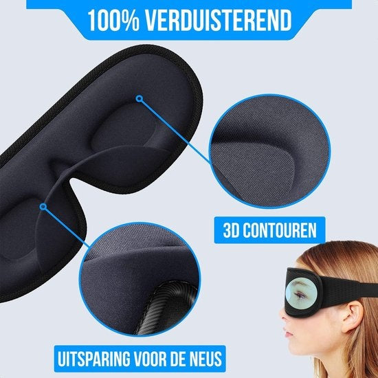 Strex Luxus Schlafmaske - 3D Ergonomisch - 100% Verdunkelung - Memory Schaumstoff - Schlafmaske - Augenmaske