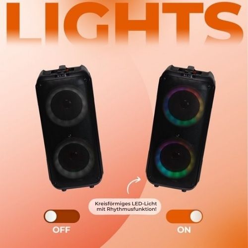Denver - BPS354 - Party Lautsprecher - Disco Lights - inkl. Fernbedienung - Mikrofonanschluss - Schwarz