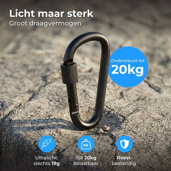 Nuvance Karabiner – 5 Stück – Karabiner-Schlüsselanhänger – 77 mm – Musketonhaken – Carabiner