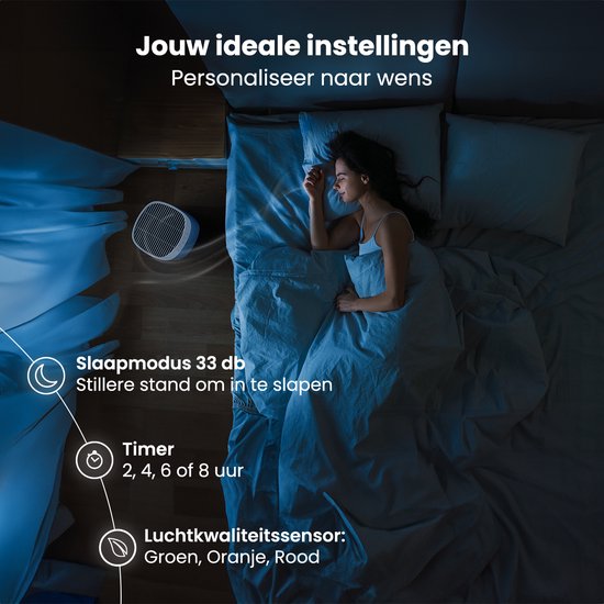 Auronic Luftreiniger Fresh Pro - Mit HEPA 13 Filter - 300 m³/h - 65 m² - Kohlefilter - 3 Stufen - Luftreiniger - Weiß