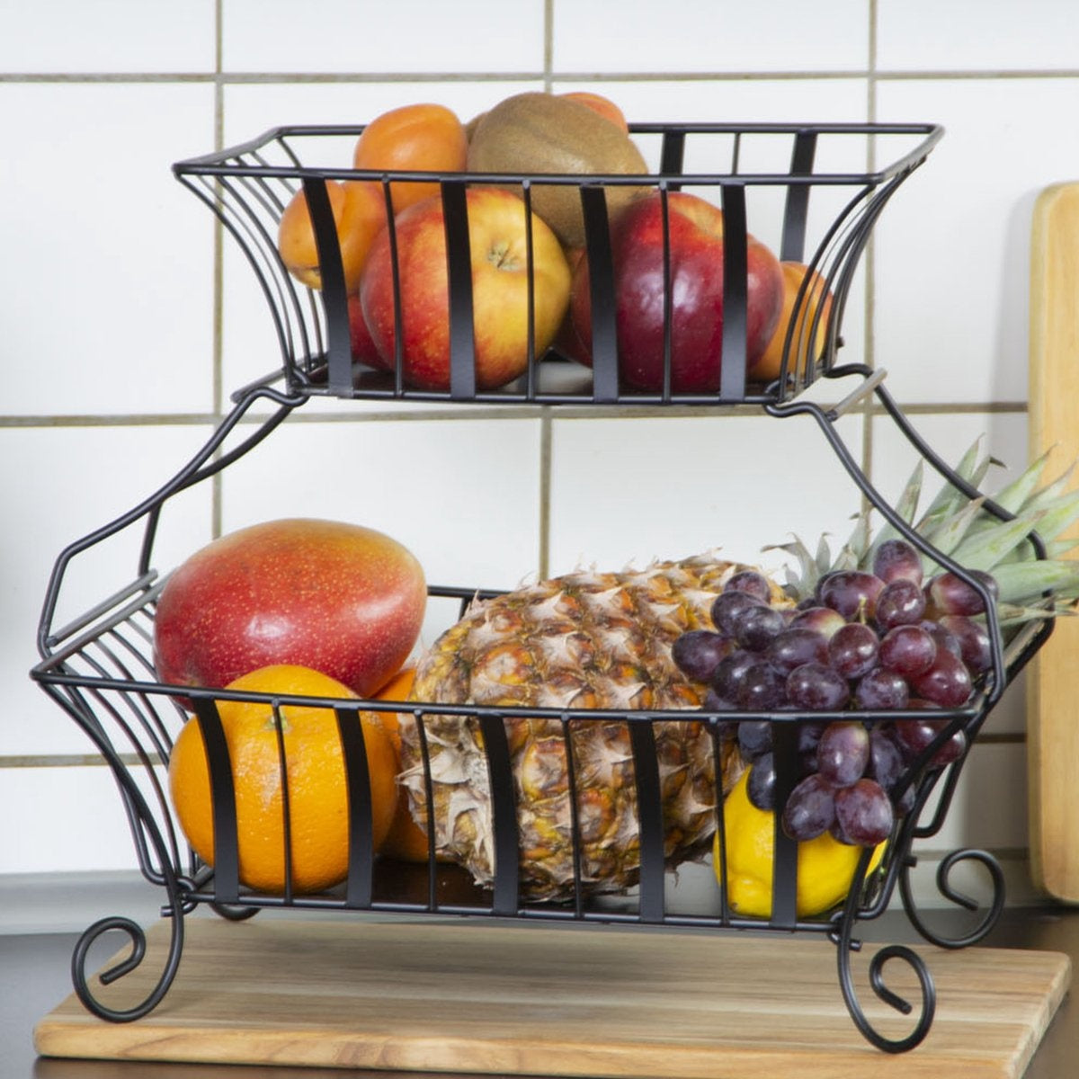 Chefarone Etagere - Obst-Etagere - Obstkorb - Obstschale - Gemüsekorb - Aufbewahrung - 1 bis 2 Schichten - Metall - Schwarz