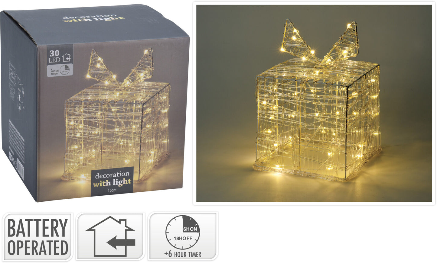 Nampook SET aus 2 beleuchteten Geschenkboxen - 30 LED - 15 cm hoch