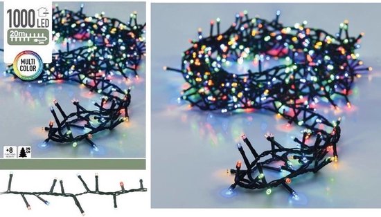 Weihnachtsbeleuchtung mit Mikroclustern – 1000 LEDs – Mehrfarbig – 20 Meter – 8 Leuchtmodi