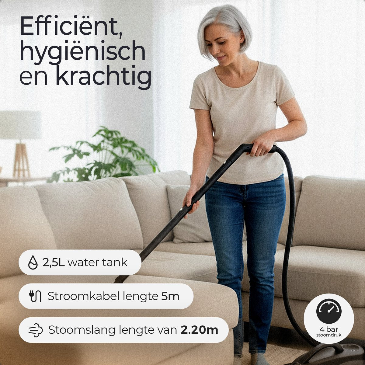 Atmosed AS-2 Dampfreiniger – 1650 W – 4 bar – 2,5 l – mit 20 Zubehörteilen